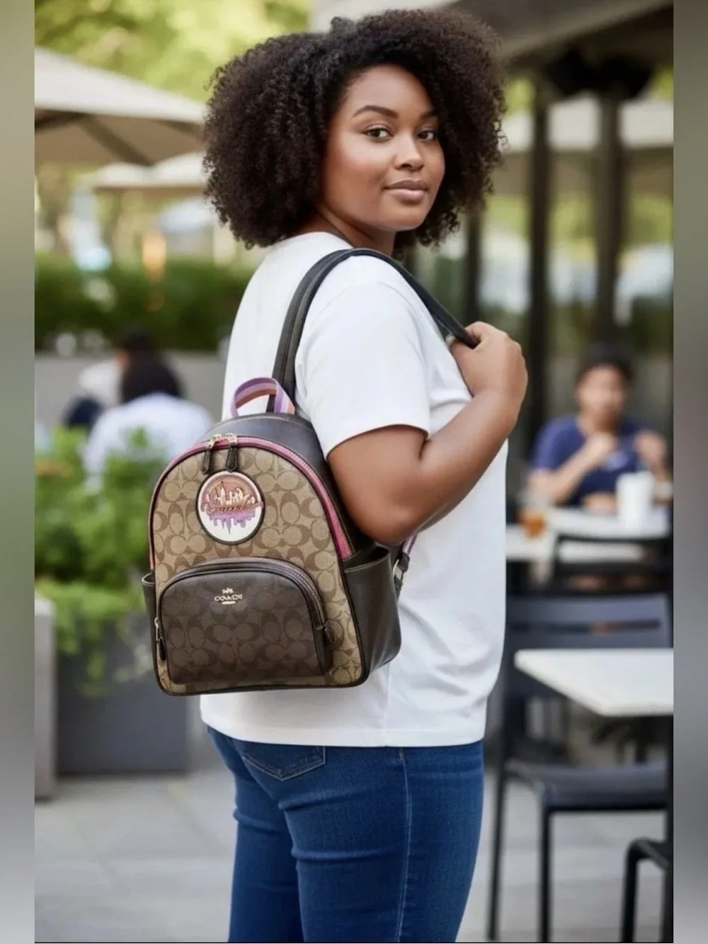 Coach Signature Back Pack with NewYork City Patch.
